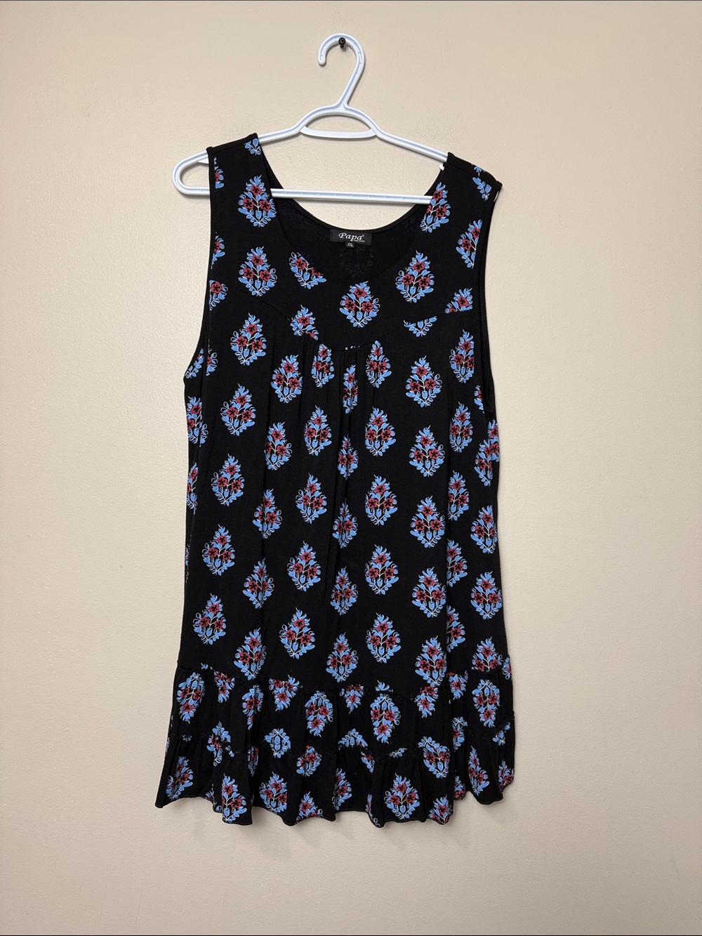 Papa Black Floral Print Sleeveless Baby doll sleeveless size XXL